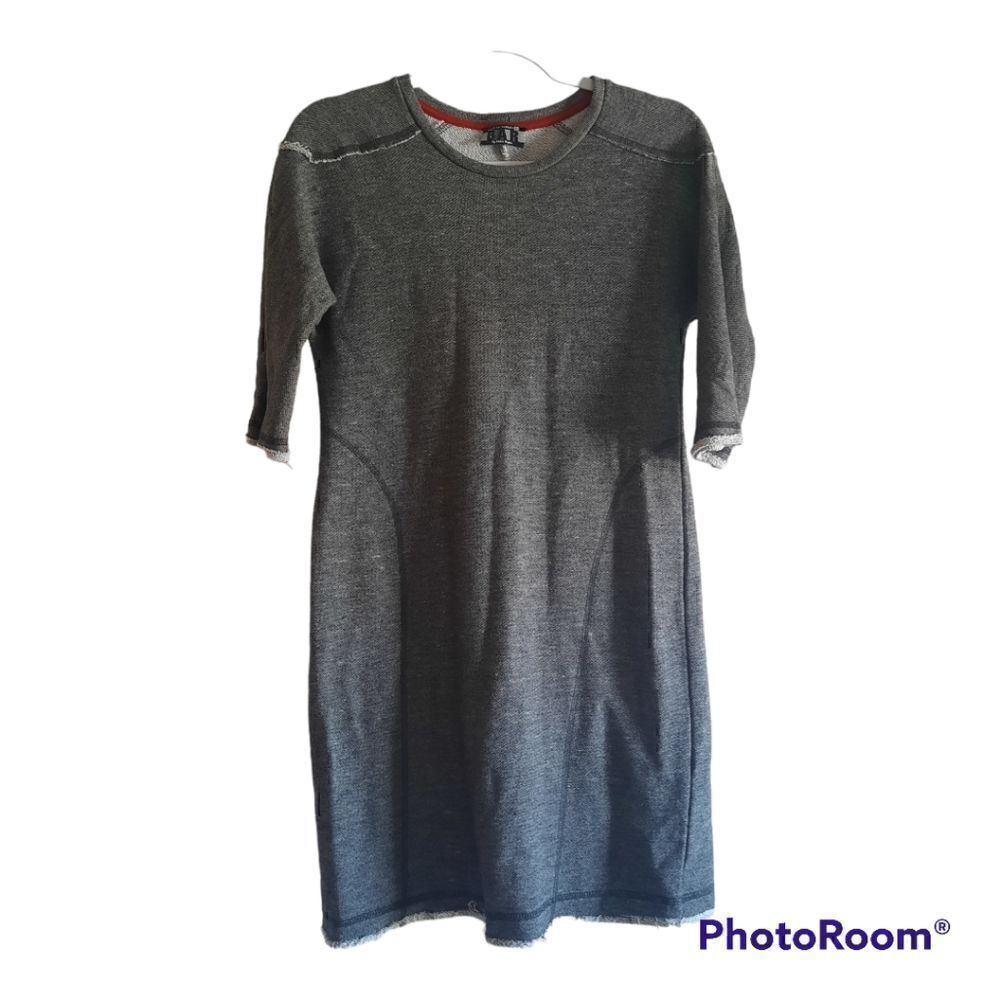BAR by Melis Kozan 3/4 Sleeve Raw Hem Sweatshirt Dress
